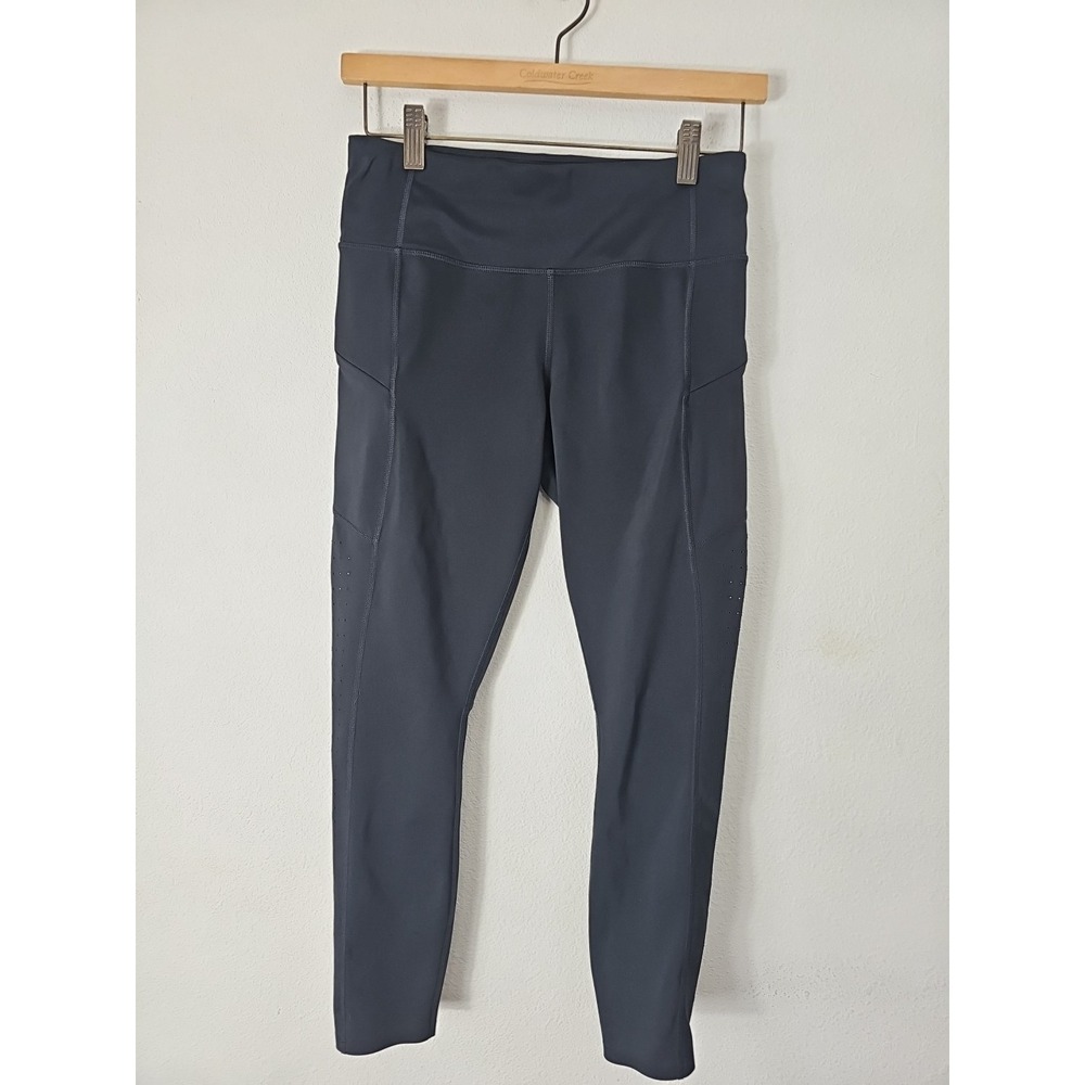 Athleta Womens Leggings Size Small Black Perforated Pockets Logo